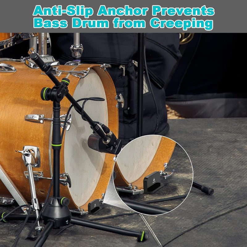 TXesign Bass Drum Rug Anchor for Drum Set, Acrylic Bass Drum Stopper with Storage Pocket Bass Drum Anti-Slip Base Accessory for Drum Mats, Rugs and Carpets (1 Piece) - Image 2